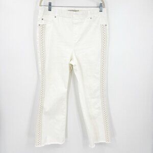 Liverpool Chloe Embroidered White Crop Flare Pull On Stretch Jeans Size 12/31